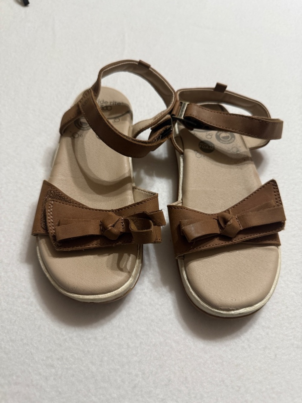 Girls Brown Bow Strap Stride Rite Delilah Sandals 13M - Picture 2 of 5